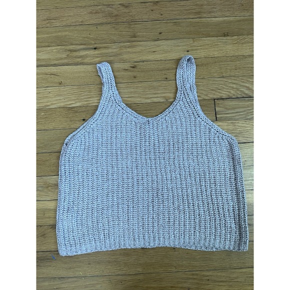 Moon & Madison Large Crochet Knit Tank Top Sleeveless Light Tan Cream Boho - Picture 6 of 8